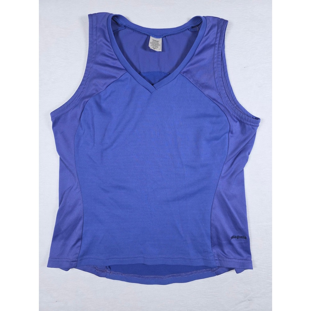 Patagonia Vintage Y2K Athletic Tank Top V-Neck Activewear M Blue Hiking